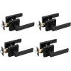 imageProbrico 4 Pack Square Door Levers Handles Keyless Passage Lockset Interior Hallway and Closet Hardware in Satin NickelHeavy DutyBlack