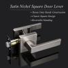 imageProbrico 4 Pack Square Door Levers Handles Keyless Passage Lockset Interior Hallway and Closet Hardware in Satin NickelHeavy DutyBrushed Nickel