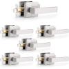 imageProbrico 4 Pack Square Door Levers Handles Keyless Passage Lockset Interior Hallway and Closet Hardware in Satin NickelHeavy DutyBrushed Nickel