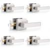 imageProbrico 4 Pack Square Door Levers Handles Keyless Passage Lockset Interior Hallway and Closet Hardware in Satin NickelHeavy DutyBrushed Nickel