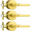 imageProbrico BedBath Room Door Lever Modern Flat Handles in Satin Nickel Privacy Door Lever Locks Contractor Pack10PackGold
