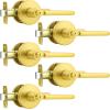 imageProbrico BedBath Room Door Lever Modern Flat Handles in Satin Nickel Privacy Door Lever Locks Contractor Pack10PackGold