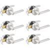 imageProbrico BedBath Room Door Lever Modern Flat Handles in Satin Nickel Privacy Door Lever Locks Contractor Pack10PackSatin Nickel