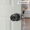 imageProbrico Black Round Entry Knob Keyed Entry Lock for Front Door Bedroom Bathroom Stainless Steel Entrance Lockset 1 Pack
