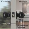 imageProbrico Black Round Entry Knob Keyed Entry Lock for Front Door Bedroom Bathroom Stainless Steel Entrance Lockset 1 Pack