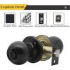 imageProbrico Black Round Entry Knob Keyed Entry Lock for Front Door Bedroom Bathroom Stainless Steel Entrance Lockset 1 Pack