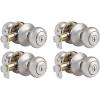 imageProbrico Entry Door Knobs with Lock Keyed Alike Interior Exterior Door Locks in Brushed Nickel Finish 4 Pack Stainless Steel Modern Entrance Locksets for Bedroom OfficeBrushed Nickel
