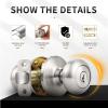 imageProbrico Entry Door Knobs with Lock Keyed Alike Interior Exterior Door Locks in Brushed Nickel Finish 4 Pack Stainless Steel Modern Entrance Locksets for Bedroom OfficeBrushed Nickel