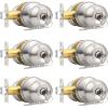 imageProbrico Flat Black Keyed Entry Door Knobs Round Ball Keyed Alike Lockset Door Knobs with Lock and Keys for Bedroom Bathroom Front Door 6 PackBrushed Nickel