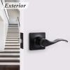 imageProbrico Hall ampamp Closet Passage Door Lever with a Traditional Wave Design for Interior Doors NonLocking Door Handle Reversible for RightLeft Handed Sides 1 Pack Black