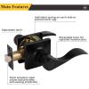 imageProbrico Hall ampamp Closet Passage Door Lever with a Traditional Wave Design for Interior Doors NonLocking Door Handle Reversible for RightLeft Handed Sides 1 Pack Black