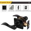 imageProbrico Hall ampamp Closet Passage Door Lever with a Traditional Wave Design for Interior Doors NonLocking Door Handle Reversible for RightLeft Handed Sides 1 Pack Black