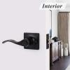 imageProbrico Hall ampamp Closet Passage Door Lever with a Traditional Wave Design for Interior Doors NonLocking Door Handle Reversible for RightLeft Handed Sides 1 Pack Black