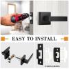 imageProbrico Heavy Duty Flat Black Square Privacy Interior Door Levers Bedroom and Bathroom Door Handles Keyless BedBath Lockset 5 PackBlack