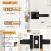 imageProbrico Heavy Duty Flat Black Square Privacy Interior Door Levers Bedroom and Bathroom Door Handles Keyless BedBath Lockset 5 PackBlack