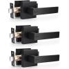 imageProbrico Heavy Duty Flat Black Square Privacy Interior Door Levers Bedroom and Bathroom Door Handles Keyless BedBath Lockset 5 PackBlack