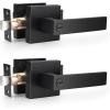 imageProbrico Heavy Duty Flat Black Square Privacy Interior Door Levers Bedroom and Bathroom Door Handles Keyless BedBath Lockset 5 PackBlack