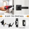 imageProbrico Heavy Duty Flat Black Square Privacy Interior Door Levers Bedroom and Bathroom Door Handles Keyless BedBath Lockset 5 PackBlack
