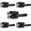 imageProbrico Heavy Duty Flat Black Square Privacy Interior Door Levers Bedroom and Bathroom Door Handles Keyless BedBath Lockset 5 PackBlack