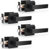 imageProbrico Heavy Duty Flat Black Square Privacy Interior Door Levers Bedroom and Bathroom Door Handles Keyless BedBath Lockset 5 PackBlack