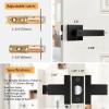 imageProbrico Heavy Duty Flat Black Square Privacy Interior Door Levers Bedroom and Bathroom Door Handles Keyless BedBath Lockset 5 PackBlack