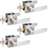 imageProbrico Heavy Duty Flat Black Square Privacy Interior Door Levers Bedroom and Bathroom Door Handles Keyless BedBath Lockset 5 PackBrushed Nickel