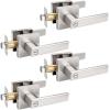 imageProbrico Heavy Duty Flat Black Square Privacy Interior Door Levers Bedroom and Bathroom Door Handles Keyless BedBath Lockset 5 PackBrushed Nickel
