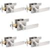 imageProbrico Heavy Duty Flat Black Square Privacy Interior Door Levers Bedroom and Bathroom Door Handles Keyless BedBath Lockset 5 PackBrushed Nickel