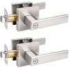 imageProbrico Heavy Duty Flat Black Square Privacy Interior Door Levers Bedroom and Bathroom Door Handles Keyless BedBath Lockset 5 PackBrushed Nickel