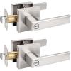 imageProbrico Heavy Duty Flat Black Square Privacy Interior Door Levers Bedroom and Bathroom Door Handles Keyless BedBath Lockset 5 PackBrushed Nickel