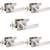 imageProbrico Heavy Duty Flat Black Square Privacy Interior Door Levers Bedroom and Bathroom Door Handles Keyless BedBath Lockset 5 PackBrushed Nickel
