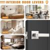 imageProbrico Interior Brushed Nickel Door Handle Heavy Duty Flat Square Privacy Door Handles Keyless Door Levers Lockset for Bedroom and Bathroom 10 Pack ModernBrushed Nickel