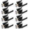 imageProbrico Interior Brushed Nickel Door Handle Heavy Duty Flat Square Privacy Door Handles Keyless Door Levers Lockset for Bedroom and Bathroom 10 Pack ModernBlack