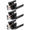 imageProbrico Interior Brushed Nickel Door Handle Heavy Duty Flat Square Privacy Door Handles Keyless Door Levers Lockset for Bedroom and Bathroom 10 Pack ModernBlack