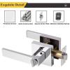 imageProbrico Interior Brushed Nickel Door Handle Heavy Duty Flat Square Privacy Door Handles Keyless Door Levers Lockset for Bedroom and Bathroom 10 Pack ModernPolished Chrome