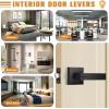 imageProbrico Interior Brushed Nickel Door Handle Heavy Duty Flat Square Privacy Door Handles Keyless Door Levers Lockset for Bedroom and Bathroom 10 Pack ModernBlack
