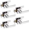 imageProbrico Interior Brushed Nickel Door Handle Heavy Duty Flat Square Privacy Door Handles Keyless Door Levers Lockset for Bedroom and Bathroom 10 Pack ModernPolished Chrome