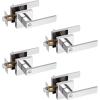 imageProbrico Interior Brushed Nickel Door Handle Heavy Duty Flat Square Privacy Door Handles Keyless Door Levers Lockset for Bedroom and Bathroom 10 Pack ModernPolished Chrome