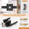 imageProbrico Interior Brushed Nickel Door Handle Heavy Duty Flat Square Privacy Door Handles Keyless Door Levers Lockset for Bedroom and Bathroom 10 Pack ModernBlack
