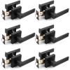 imageProbrico Interior Brushed Nickel Door Handle Heavy Duty Flat Square Privacy Door Handles Keyless Door Levers Lockset for Bedroom and Bathroom 10 Pack ModernBlack