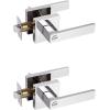imageProbrico Interior Brushed Nickel Door Handle Heavy Duty Flat Square Privacy Door Handles Keyless Door Levers Lockset for Bedroom and Bathroom 10 Pack ModernPolished Chrome