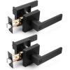 imageProbrico Interior Brushed Nickel Door Handle Heavy Duty Flat Square Privacy Door Handles Keyless Door Levers Lockset for Bedroom and Bathroom 10 Pack ModernBlack