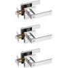 imageProbrico Interior Brushed Nickel Door Handle Heavy Duty Flat Square Privacy Door Handles Keyless Door Levers Lockset for Bedroom and Bathroom 10 Pack ModernPolished Chrome