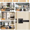 imageProbrico Interior Brushed Nickel Door Handle Heavy Duty Flat Square Privacy Door Handles Keyless Door Levers Lockset for Bedroom and Bathroom 10 Pack ModernBlack