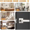 imageProbrico Interior Brushed Nickel Door Handle Heavy Duty Flat Square Privacy Door Handles Keyless Door Levers Lockset for Bedroom and Bathroom 10 Pack ModernBrushed Nickel