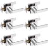 imageProbrico Interior Brushed Nickel Door Handle Heavy Duty Flat Square Privacy Door Handles Keyless Door Levers Lockset for Bedroom and Bathroom 10 Pack ModernPolished Chrome
