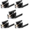 imageProbrico Interior Brushed Nickel Door Handle Heavy Duty Flat Square Privacy Door Handles Keyless Door Levers Lockset for Bedroom and Bathroom 10 Pack ModernBlack