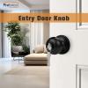 imageProbrico Polished Chrome Keyed Entry Door Knob Interior Exterior Entry Door Locks Entrance LocksetLock with Three KeysBlack