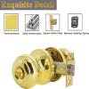 imageProbrico Polished Chrome Keyed Entry Door Knob Interior Exterior Entry Door Locks Entrance LocksetLock with Three KeysPolished Brass