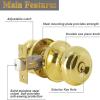 imageProbrico Polished Chrome Keyed Entry Door Knob Interior Exterior Entry Door Locks Entrance LocksetLock with Three KeysPolished Brass